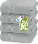 Utopia Towels 4 Piece Luxury Bath Towels Set, (27 x 54 Inches) 100% Ring Spun Cotton 600GSM, Lightweight and Highly Absorbent Quick Drying Towels for Bathroom, Gym, Spa, and Hotel (Cool Grey)
