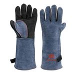 H HZXVOGEN 16 Inch Welding Gloves, 932℉ Heat Fire Resistant for Welding, Gardening, BBQ, Grinding, Animal Handling - Free Size for Men Women