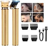 Professional Hair Trimmer, Zero Gapped T-Blade Close Cutting Hair Clippers for Men Rechargeable Cordless Trimmers for Haircut Beard Shaver Barbershop (4 Combs, Gold)