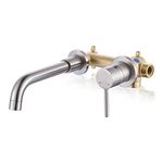 ARCORA Wall Mount Bathroom Faucet, Single Handle Bathroom Sink Faucet, Brushed Nickel Bathroom Faucet Swivel Spout Basin Faucet with Rough-in Valve