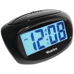 Westclox Large Easy-to-Read LCD Battery Alarm Clock, Black, L