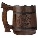 TESLYAR Beer Mug 600 ML - 20 OZ - Viking Mug - Tankard Mug - Beer Stein - Wooden Beer Mug - Handmade Gifts for Men | Fathers Day | Christmas | Birthday Gifts | Celtic Men Mugs - Bear Paw