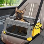 GENORTH Dog Car Seat for Small Dogs,Deluxe Foldable and Washable Pet/Puppy Car Seat Under 20 lbs,Dog Booster Seats for Car with Mat,Storage Pocket and Dual Clip-On Safety Leash