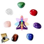 PEIFENG TUNAN Chakra Healing Crystals Set 7pcs Natural Crystals and Gemstones for Meditation Yoga Spiritual Awakening Balancing Presents for Women or Men or Friends or Family (Greeting Card Included)