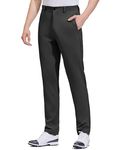 SPECIALMAGIC Men's Slim-Fit Stretch Golf Pants, Water Resistant Hiking Pants with Zipped Pockets, Men's Dress Pants Elastic Waist Lightweight Casual Outdoor (Black, 34W)