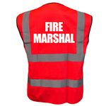 FIRE MARSHAL Red Hi Vis Viz Reflective Vest Waistcoat Printed Front and Back Safety Workwear- Printed By Brook Hi Vis, Large