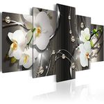 Everlands Art Huge White Orchid Flowers Contemporary Canvas Print Art Vibrant Floral Diamond Painting Modern Wall Picture Decor HD Fashion Artwork Framed Ready to Hang (60?x30?, Greyness)