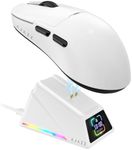 Yindiao AJAZZ AJ159 APEX Wireless Gaming Mouse with Magnetic Charging Base, 56g Lightweight BT/2.4G/USB-C Wired Mouse, PAW3950APEX 42K DPI Optical Sensor, Programmable Buttons for PC/Mac/Win(White)