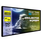 Silver Ticket Products STR Series 6 Piece Home Theater Fixed Frame 4K / 8K Ultra HD, HDTV, HDR & Active 3D Movie Projection Screen, 16:9 Format, 120" Diagonal, Woven Acoustic Material STR-169120-WAB