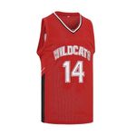 Pltoquk Mens Basketball Jersey Wildcats High School Shirt 14 Troy Bolton Jersey 8 Chad Danforth Basketball Jersey Red/White S-3XL, Red #14, Large