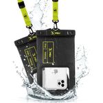 Peli 2 Pack Marine - IP68 Waterproof Phone Pouch (XL Size)-Floating Waterproof Phone Case For iPhone 16 Pro Max/iPhone 15 Pro/14 Pro/13/12/S25 - Detachable Lanyard - Black/Hi-Vis Yellow