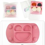 EasyMat Mini Portable Silicone Baby Suction Plate by EasyTots | Lid and Carry Case Included | Travel Friendly | Perfect Placemat for High Chair Feeding & Baby Led Weaning (Pink)