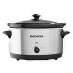 Daewoo SDA1788 6.5L Slow Cooker | Stainless Steel | 3 Heat Settings | Dishwasher Safe Pot & Lid | Power Indicator | Useful Carry Handles | Raised Feet | Manual Temperature Control | 300W, Grey