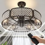 COSTWAY Ceiling Light with Fan, 6 Speeds Quiet Ceiling Fans with Auto Mode, Timer, Remote Control and DC Reversible Blades, for Bedroom Living Room, 6 Bulbs Not Included (76cm)