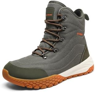 HOTBEAR Men's Thinsulate Insulated Winter Snow Boots with Wide Toe Box & Slip-Resistant Outsole | Orthopedic Arch Support for Cold-Weather Army Green Size 7