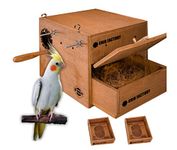 Perfect Breeding Box for Cockatiel Birds | HIGH-QULTY Plywood | 12X10X10 INCH | Designed for Cockatiel with one Tray (with Two Trays)