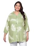 Indietoga Women's Plus Size Longline Regular Fit Shirt Tops (P10001467_Green Printed_6Xl)