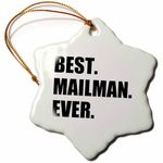 3dRose Best Mailman Ever, Fun Appreciation Gift for Your Favorite Mail Man-Snowflake Ornament, Porcelain, 3-Inch (orn_185010_1)