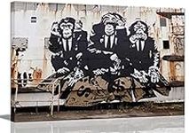 3 Wise Monkeys Graffiti Banksy Canv