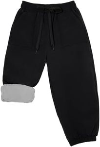 Gihuo Fleece Lined Kids Snow Pants Waterproof Rain Ski Winter Warm Hiking Pants for Toddlers Boys Girls with Pockets（Black-8-9Y）