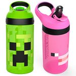 Zak Designs MICB-T470 Minecraft Water Bottles, 16 oz, Creeper/Pig