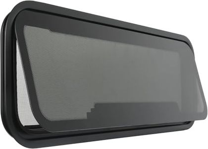 OUTPRIZE NEW Breathable RV Window for Rainy Days, 40" x 15" Tinted RV Window with Net Screen and Trim Ring, Fit for 2" Thickness Wall, DOT Approved, Small Opening Angle for Anti-Theft