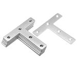 sourcing map Flat T Shape Repair Mending Plate, 80x80mm/ 3.15"x3.15", Stainless Steel Joining Bracket Support Brace, Pack of 10