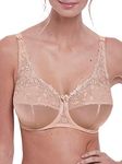 FANTASIE Women's Belle Full Cup Floral Bra with Underwire Coverage, Sheer, Natural Beige, 80L