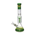 The Dark Diamond Glass Water Bong with 8 Arms Percolator Straight Height 30cm/14in and 18.8mm Joint Sizes with 3 Prong Ice Pinch Thickness 5mm (Green) TDDPHX101G