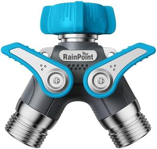 RAINPOINT Garden Hose Splitter 2 Way Heavy Duty,Water Hose Y Spigot Splitter with Shutoff Valves, 100% Metal Body Outdoor Spigot Splitter, 1.9" Extra Long Metal Handle, 3/4" GHT Thread(Blue)