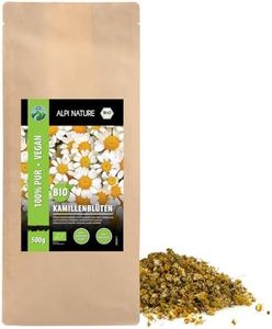 Fiori di camomilla bio, camomilla bio, fiori di camomilla interi delicatamente essiccati, da coltivazione biologica controllata, testati in laboratorio (500 GR)