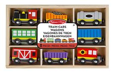 Melissa & Doug Wooden Train Cars (8 pcs) | Magnetic Train, Wooden Train Toys, Train Sets For Toddlers And Kids Ages 3+