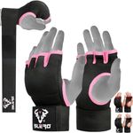 Islero boxing hand wraps 93cm Quick Long wrist straps Gel Inner gloves Elasticated Fist Protection Padded Muay Thai MMA Martial Arts Punching Speed Bag Training Bandages (S/M, Pink)