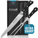 Cutluxe Turkey Carving Knife Set – Carving Set with Knife & Fork for Meat, Brisket & BBQ – Razor Sharp Premium German Steel - Full Tang, Ergonomic Handle - Artisan Series