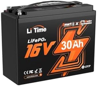 LiTime 16V 30Ah Bluetooth LiFePO4 Lithium Battery Built in BMS, 10 Years Lifetime 4000+ Cycles Perfect for Fish Finder, Fishing Electronics