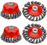 LUOCAI 4 Pcs Twist Knot Wire Brush Set Angle Grinder Wheel Brush Fit for 115mm Angle Grinder Crimped Wire Wheel for Paint, Rust Removal, Weld Cleaning, Rough Surface Treatment