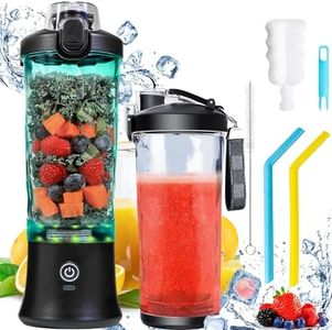 HOMKAI Portable Blender Smoothie Maker, 20Oz Type-C Rechargeable Juicer Blender 6 Blades Fresh Juice Mixer, with Portable Cup Lid, BPA-Free Plastic Bottle for Outdoors Travel, Sports, Kitchen,Black