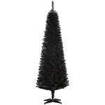 HOMCOM 6' Pencil Christmas Tree, Slim Artificial Xmas Tree with Realistic Branches, Sturdy Stand, Black