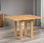 Hallowood Furniture Waverly Oak Small Folding Table, Solid Oak Dining Table, Light Oak Extendable Dining Table, Kitchen Table, Dining Table, Wooden Table for Dining Room & Lounge