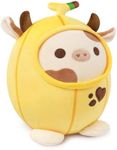 PEACH CAT Cute Banana Cow Plush Pillow Banana Cow Stuffed Animal Cow plushie with Banana Outerwear for Kids Yellow 8"