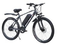 Neelam E Bull FIRE Unisex Electric Bicycle T-27.5" High Tensile Steel Frame|Disk Brake|Outer Battery 36V-250W|10.4AH|Suspension Fork|Battery Indication Display|Saddle with MemoryFoam Color-Dark Grey