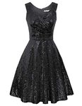 GRACE KARIN Sequin Pinup Vintage Dresses for Juniors Teens Party L Sequin Black