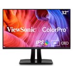 ViewSonic VP3256-4K 32 Inch Premium IPS 4K Ergonomic Monitor with Ultra-Thin Bezels, Color Accuracy, Pantone Validated, HDMI, DisplayPort and USB Type-C for Professional Home and Office, Black