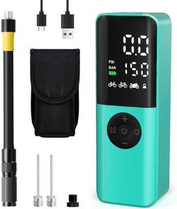 Electric Bike Pump, 150Psi Portable Bicycle Tire Pump with Digital Pressure Gauge for E-Bike, Road and Mountain Bicycle Pump, Mini Electric Bike Pump with Presta, Schrader, Dunlop Valve Accessories