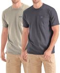 Wrangler T-Shirt Big and Tall - 2 Pack Short Sleeve Cotton Tee with Chest Pocket, Charcoal/Beige, 2X Tall