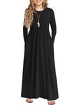 Arshiner Girls Maxi Dress Long Sleeve Long Dress Size 6 Black Maxi Dress with Pockets