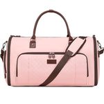 Garment Bags for Travel, Vessgra Convertible Garment Duffle Bag Carry On for Women, Garment Bag with Shoes Compartment, 2 in 1 Travel Suit Bag with Detachable Shoulder Strap (Pink)