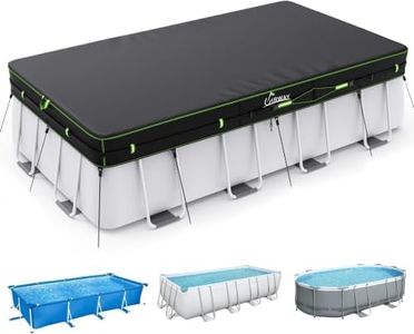 UIRWAY 12x24 FT Rectangular Pool Cover with Reflective Strips, Swimming Pool Cover for Above Ground Pool, Solar Cover Including Rope Tie and Luminous Ground Nails for Rectangular or Oval Pools