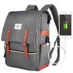 Puersit Laptop Rucksack for Women, Work Laptop Backpack 15.6 inch Men, Water Resistant College School Business Office Computer Bag with USB Charging Port