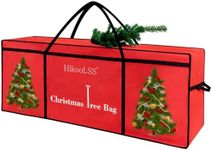 HikooLSS Christmas Tree Bags Storage 7.5 Ft Large Christmas Tree Bag,Reusable Heavy Duty 600D Oxford Santa Tree Box/Container/Holder for Big Artificial Xmas Tree/Holiday Trees Red(60X18X25in)